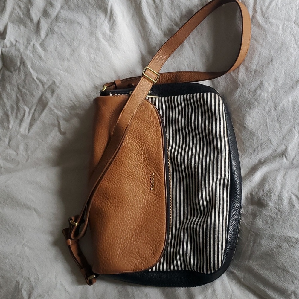 Like New Leather and Canvas Fossil Bag